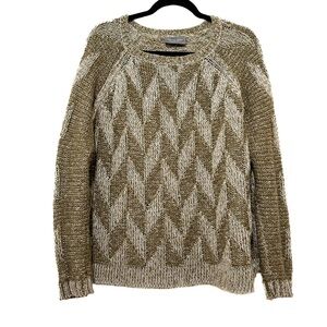 Wooden Ships Chevron Knit Sweater Mohair Wool Blend Fall Thanksgiving Cozy M/L
